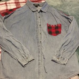 Long sleeved denim shirt!size L